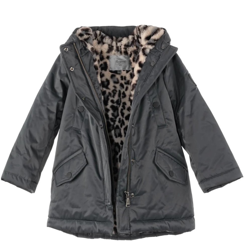 [4y] Bonpoint Kids Faux Fur Lined Water Repellent Parka